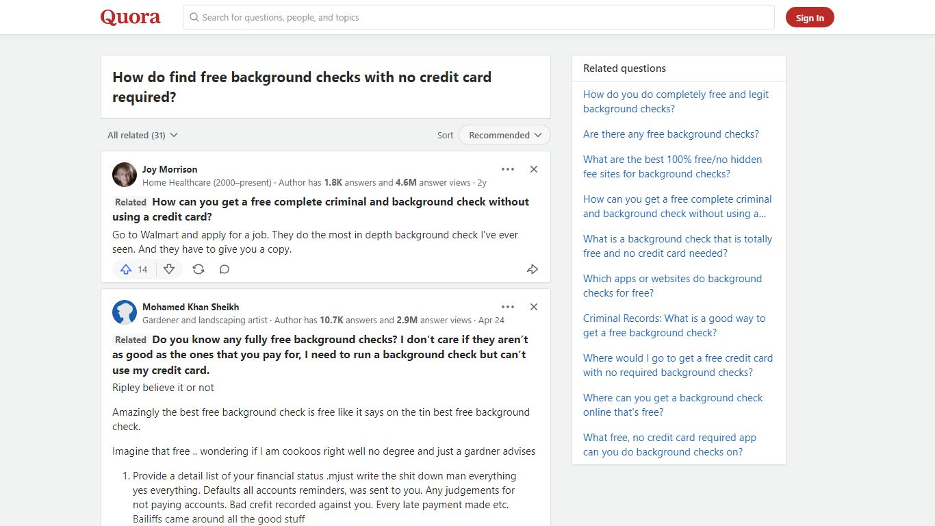 How do find free background checks with no credit card required?